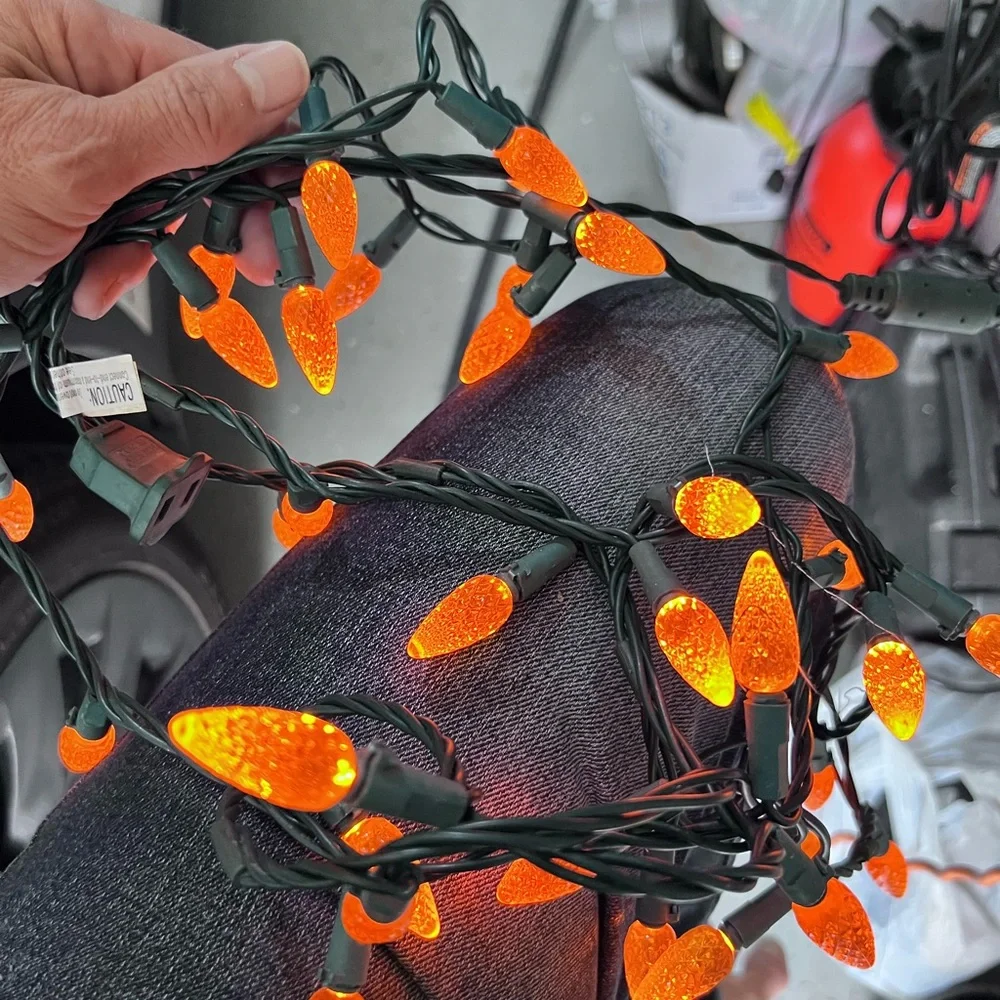 New out of Box Strawberry Style Orange String Lights ANY USE Lights NEW GUC